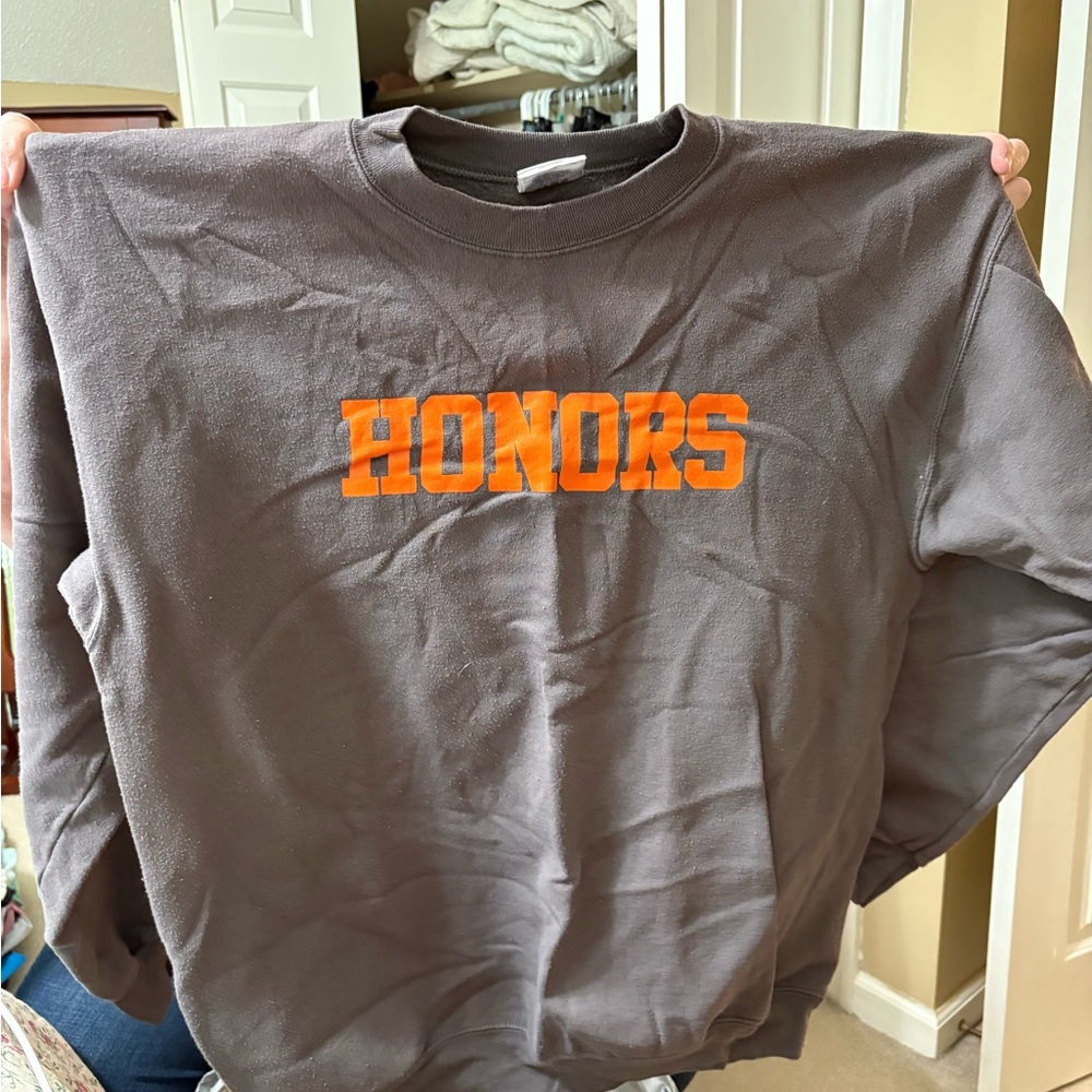 Port and Company Classic Gray Sweatshirt with Orange Print